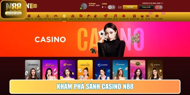 Khám phá sảnh Casino tại N88