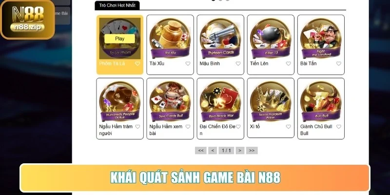 Khái quát sảnh Game Bài tại N88