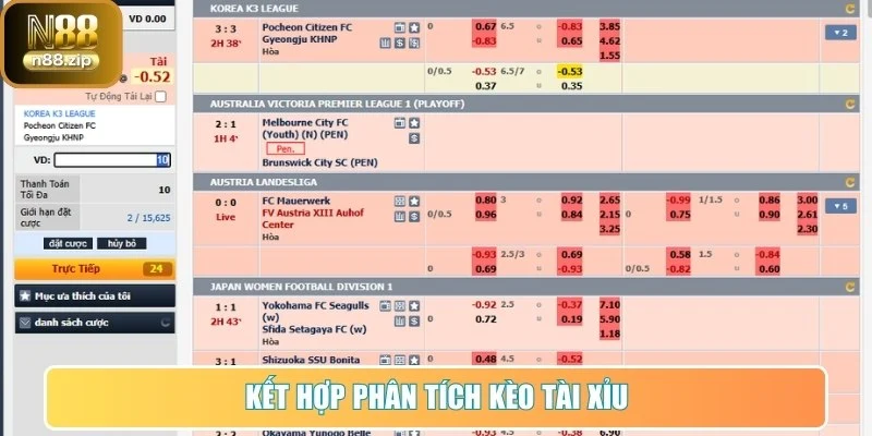 Kết hợp phân tích kèo tài xỉu